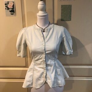 Citizens of Humanity Light Blue Puff Sleeve Blouse
